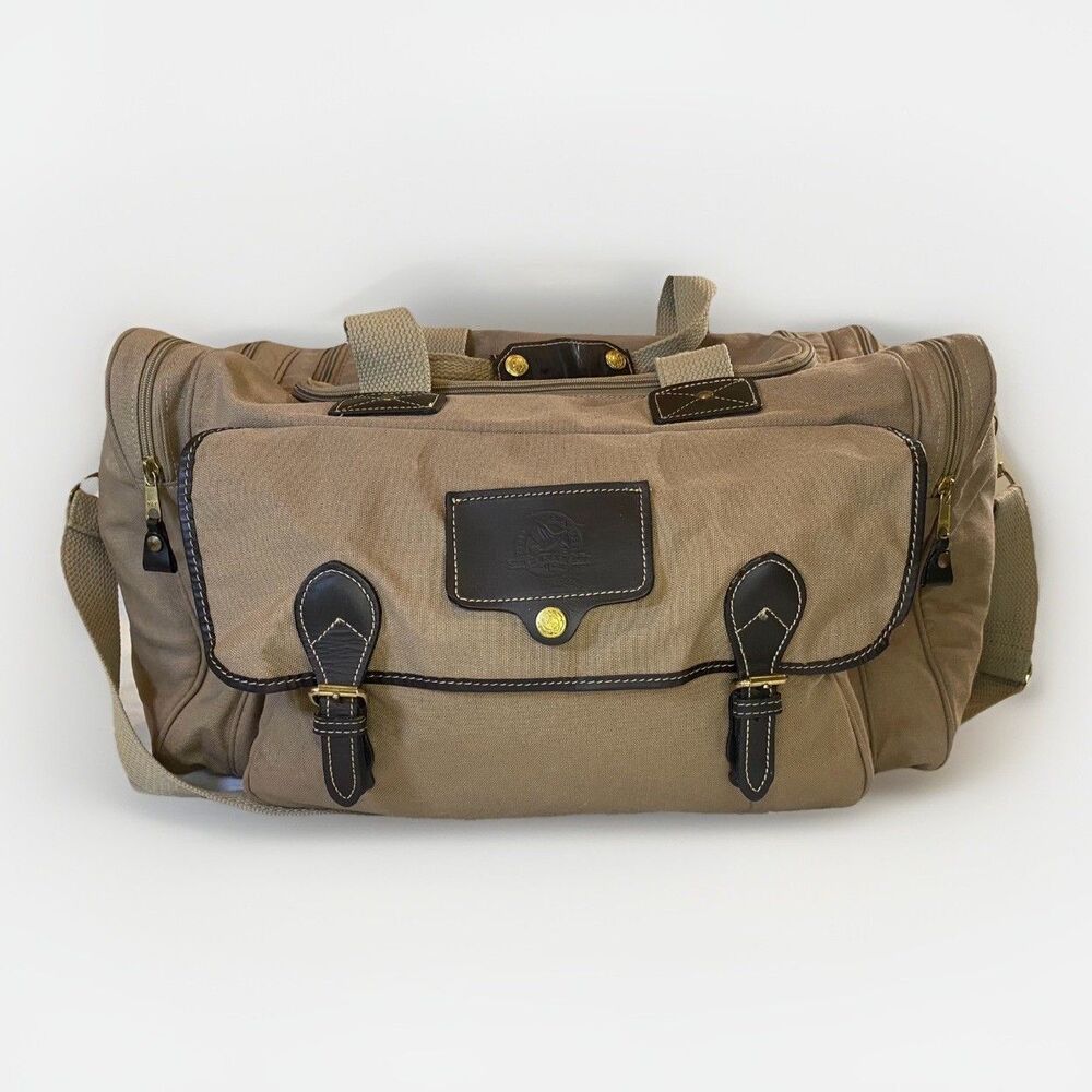 Eddie Bauer Ford Canvas Leather Carry-On Duffel Shoulder Bag Made In USA